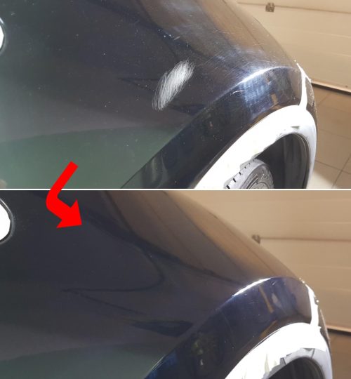 Likwidacja zarysowań na błotniku w Auto Detailing BIG TOY STUDIO Kraków