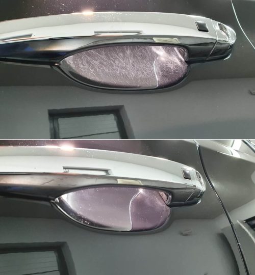 Usuwanie miejscowych zarysowań klamki w Auto Detailing BIG TOY STUDIO Kraków