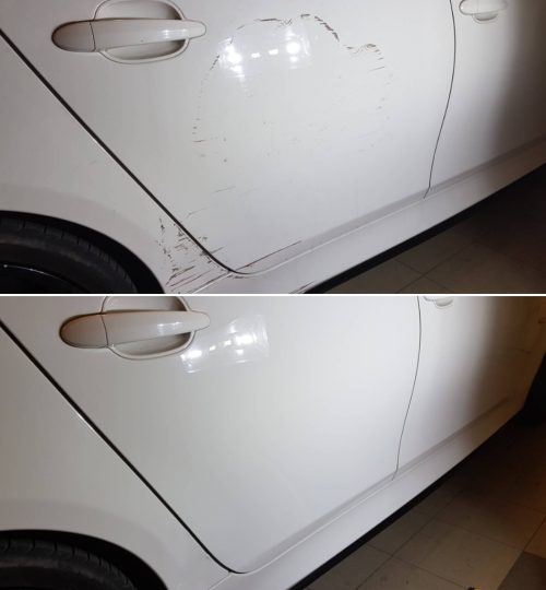 Usuwanie rys z lakieru na drzwiach w Auto Detailing BIG TOY STUDIO Kraków